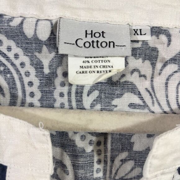 Hot Cotton Tunic Top Womens XL Multicolor Boho Artsy Print Linen Blend Blouse - Picture 7 of 9